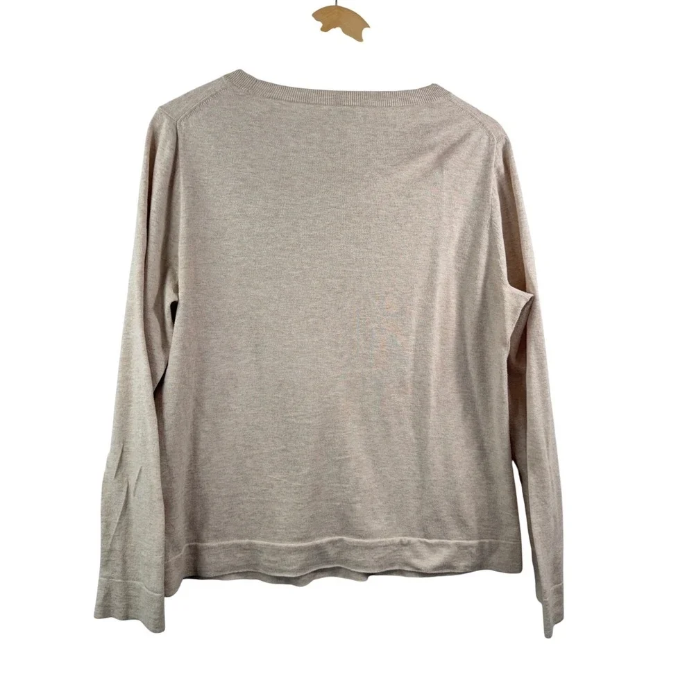 J. Crew Crewneck Sweater sz L Beige Cotton money‎ classic preppy